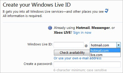Create a new Windows Live ID, or use an email address that you already have.